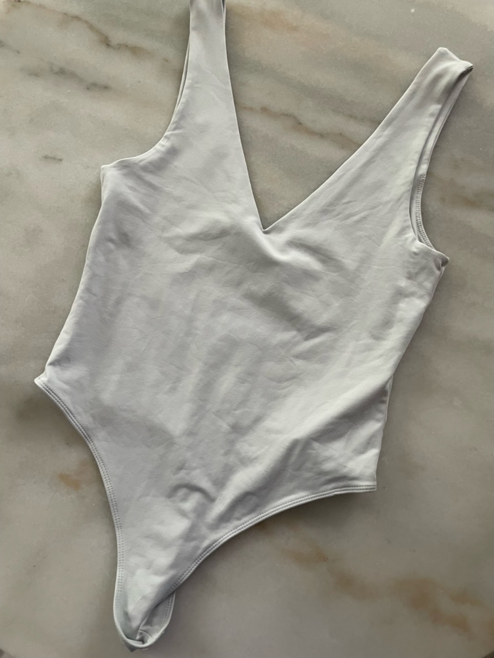 House of Harlow White/grey V-Neck One-Piece Bodysuit size L